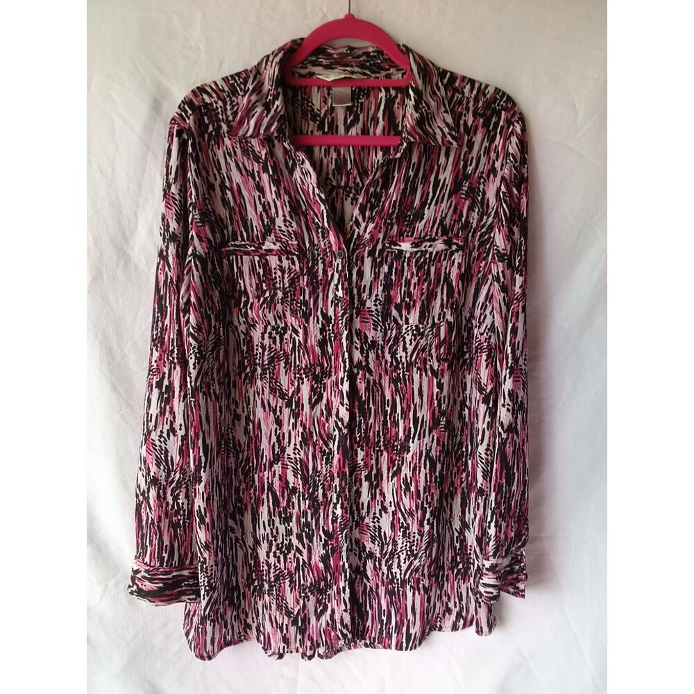 Christopher & Banks Long Sleeve XL Pink and Black Top